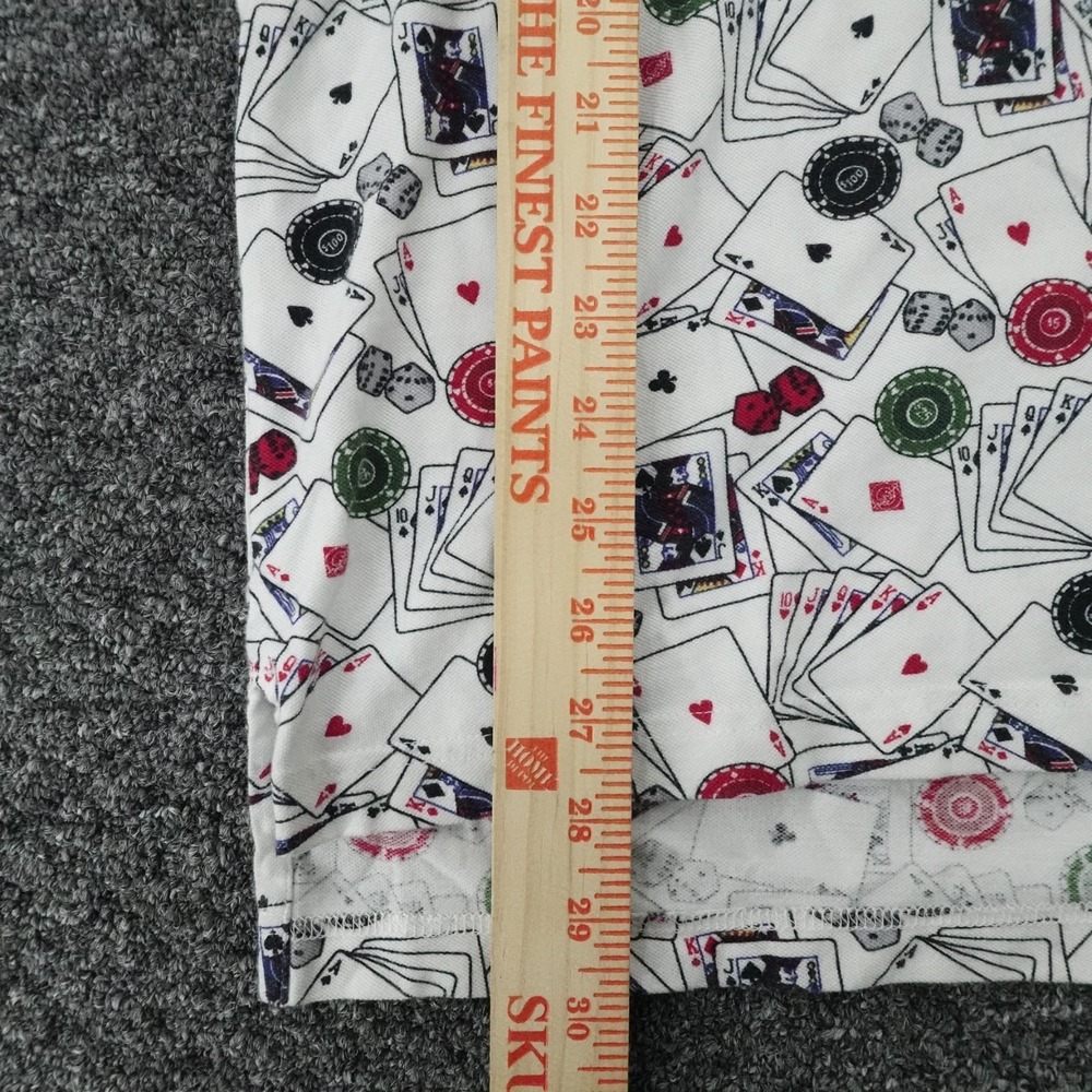 Vintage Tabasco Polo Mens XL White Poker Cards Casino Golf Shirt Cotton Y2K - Picture 7 of 9